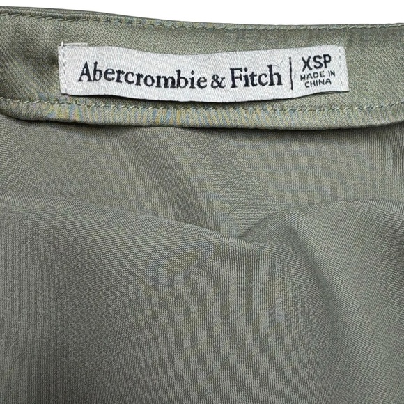Abercrombie & Fitch Satin Slip Dress Size XSP Sage Green Side Zip - Picture 9 of 11
